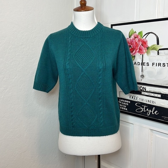 Amour Vert Jude Short Sleeve wool Sweater in Jadeite Size XS - Picture 2 of 8